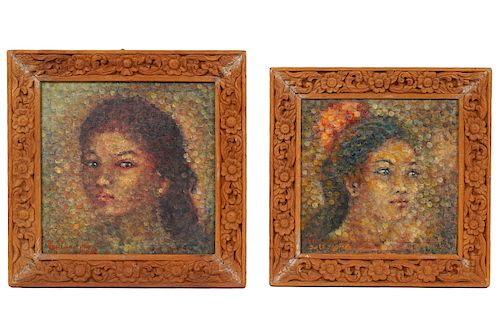 Two I Gusti Nyoman Gede Portrait Paintings