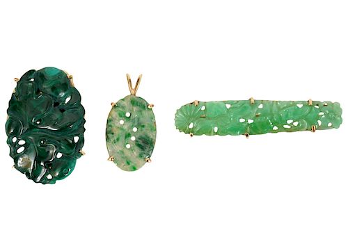 3 Pc. Jewelry Assortment of Malachite & Jade