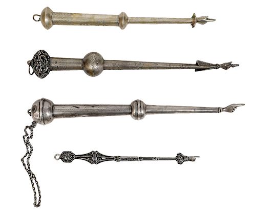 4 Silver Judaica Pointers Assorted Sizes