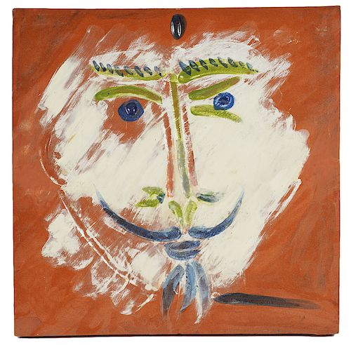 Large Picasso Madoura Tile 'Visage a la Barbiche'