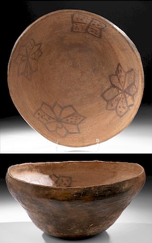 Rare 18th C. Zuni Pottery Bowl - Floral Motif