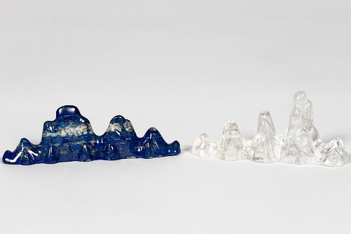 Two, Chinese Brush Rests, Lapis & Rock Crystal