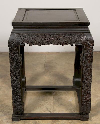 Chinese Hand Carved Dragon Motif Hardwood Table