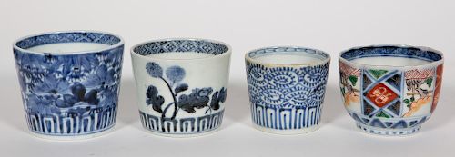 Group of Four Japanese Decorated Soba Cups