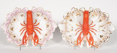 Two, Carl Tielsch German Porcelain Lobster Dishes
