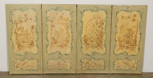 19th C. French Chinoiserie Four Panel Screen