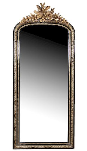Louis XV 19th C. French Ebonized and Gilt Mirror