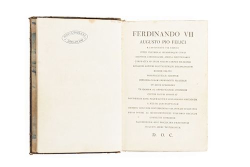 LIBRO DE MEDICINA. Pharmacopoeia Hispana. Matriti: Apud M. Repullés, 1817.