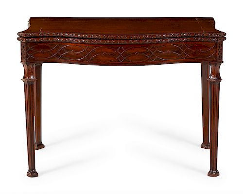 A Chinese Chippendale Carved Mahogany Game Table 