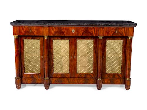 An Empire Style Figured Mahogany Marble-Top Server 
