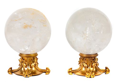 A Pair of Rock Crystal and Gilt Bronze Table Ornaments