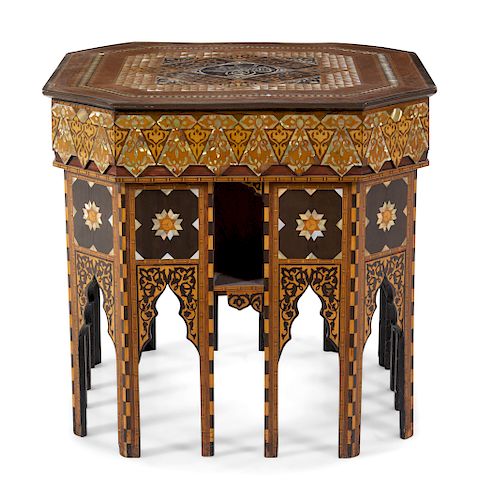 An Ottoman Turkish Marquetry and Mother-of-Pearl Inlaid Table