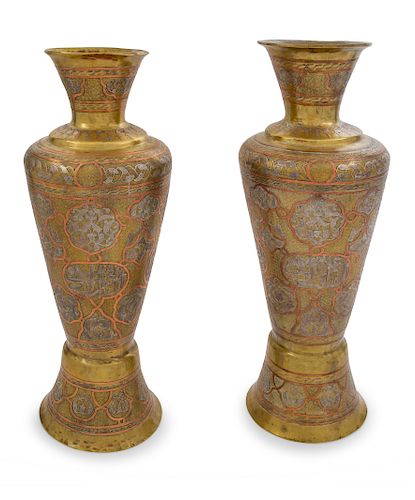 A Pair of Large Cairoware Vases