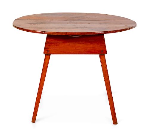 A Federal Pine Splayed Leg Oval-Top Tavern Table