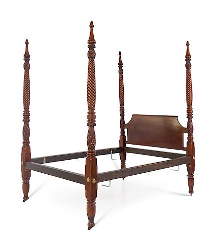 A Classical Carved Mahogany Four-Post Tester Bed