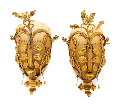 A Set of Six Brass and Glass Sconces from Chicago's Howard Theater
