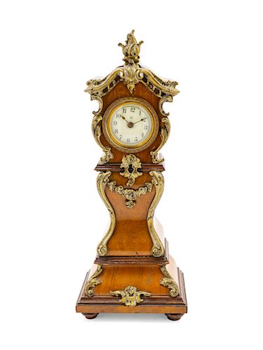 A Diminutive Louis XV Style Gilt Metal Mounted Case Clock