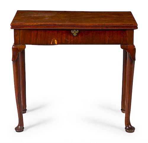 A George III Mahogany Flip-Top Table
Height 28 x width 30 x depth 14 1/2 inches.