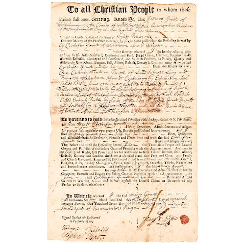 1728 General WILLIAM BRATTLE Signed Land Sale Document as Justice of the Peace