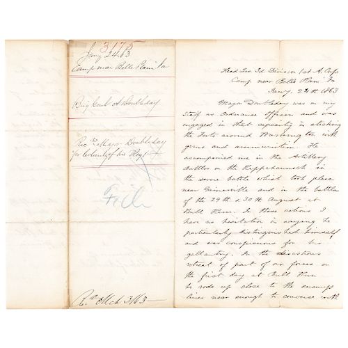 1863 General ABNER DOUBLEDAYs Civil War Letter Telling of His Brothers Heroism