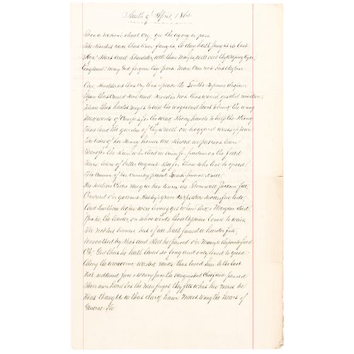 Original Handwritten Poem, Ninth of April 1865, by Percy Greg, End of Civil War!