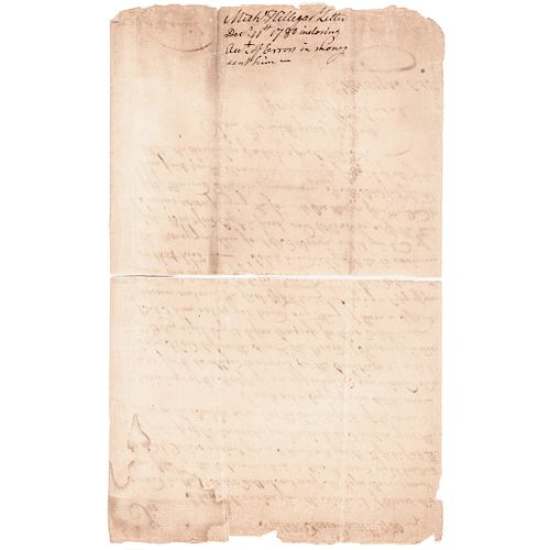 1780 MICHAEL HILLEGAS Signed Letter as First U.S. Continental Congress Treasurer