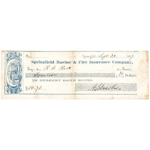 1857 Rare ABRAHAM LINCOLN Signed Personal Check Payable In Current Bank Notes!
