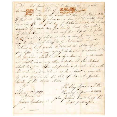 1817 President James Madison Approved Congressional Act Retained Secretarial Draft