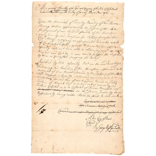 1784 Connecticut Act Draft Continental Army Supplies Confiscated Estate Payment 
