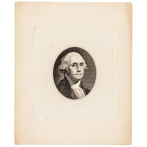 George Washington Engraved Die Sunk Oval Portrait on India Paper on Card