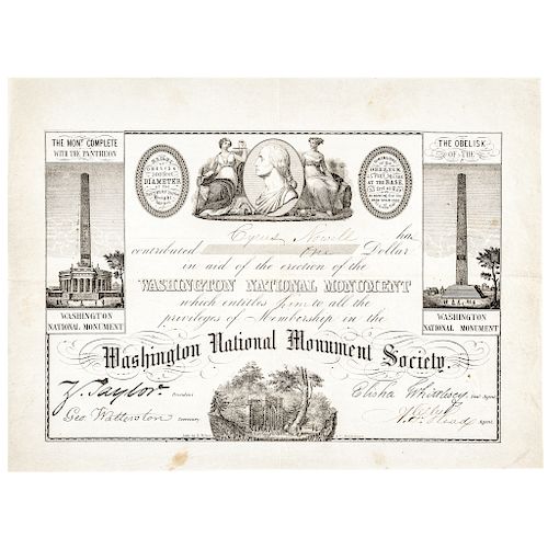 c. 1850 Historic $1 Contribution To Building of The Washington National Monument