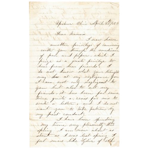 April 20, 1865-Dated Letter Mourning the Assassination of President Abe Lincoln