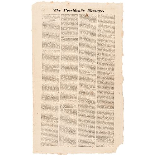 1825 President John Quincy Adams' State of the Union Broadsheet by 
