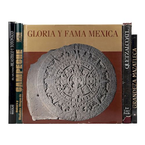 LOTE DE LIBROS MÉXICO PREHISPÁNICO. a) Quetzalcoatl. b) Gloria y Fama Mexica. Piezas: 5.
