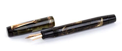 Vintage 1929/1935 Fountain Pen Parker Duofold Deluxe Moderne Green And Pearl