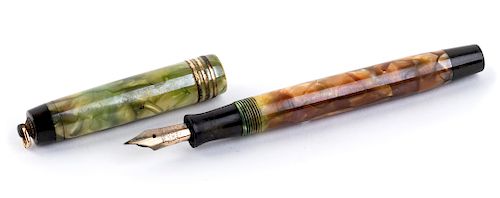 Vintage 1929/1935, Celluloid Fountain Pen Parker Duofold Duofold Pearl & Black, lady's size