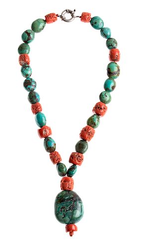 Antique coral and turquoise necklace 