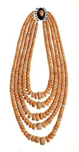 Antique multi - strand pacific coral necklace 