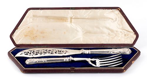 Victorian sterling silver fish knife and fork service set - Sheffield 1854-1863, Martin Hall & Co.