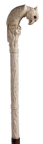 Antique ivory mounted walking stick cane - Birmingham 1922