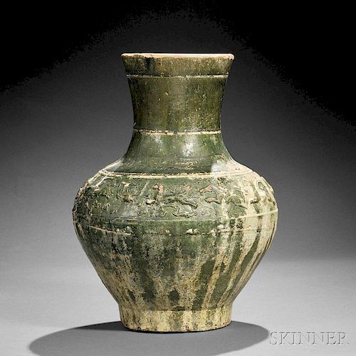 Green-glazed Pottery Vase