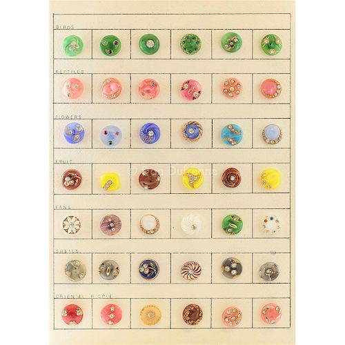 1 CARD OF VINTAGE COLORFUL MOONGLOW BUTTONS
