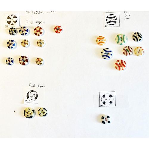 5 CARDS OF CHINA STENCIL BUTTONS