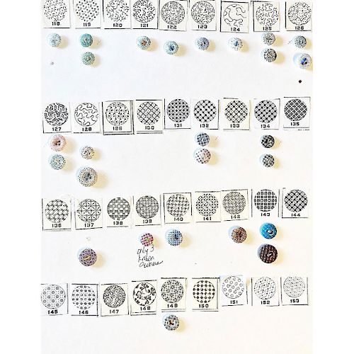 9 PARTIAL CARDS OF CALICO CHINA BUTTONS