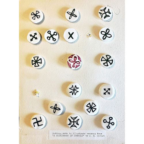 6 PARTIAL AND FULL CARDS OF ASSORTED UNUSUAL CERAMIC BUTTONS