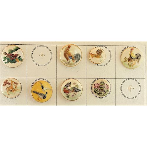 PARTIAL CARD OF PICTORIAL SATSUMA BUTTONS