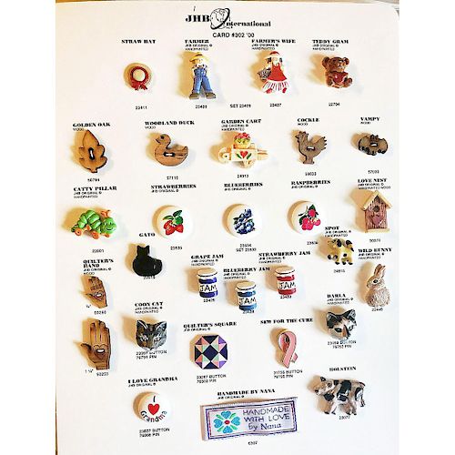 10 ORIGINAL LARGE JHB CARDS-MANY ANIMAL BUTTONS