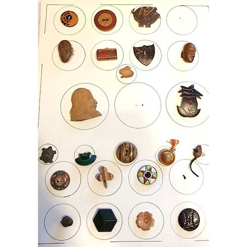 7 CARDS OF ASSORTED WOOD BUTTONS