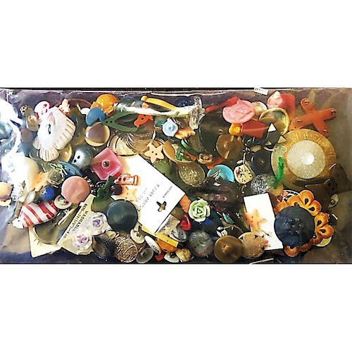 LARGE BAG LOT OF ASSORTED MATERIAL BUTTONS