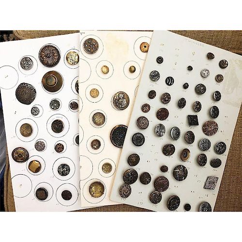 3 PARTIAL CARDS OF ASSORTED METAL BUTTONS